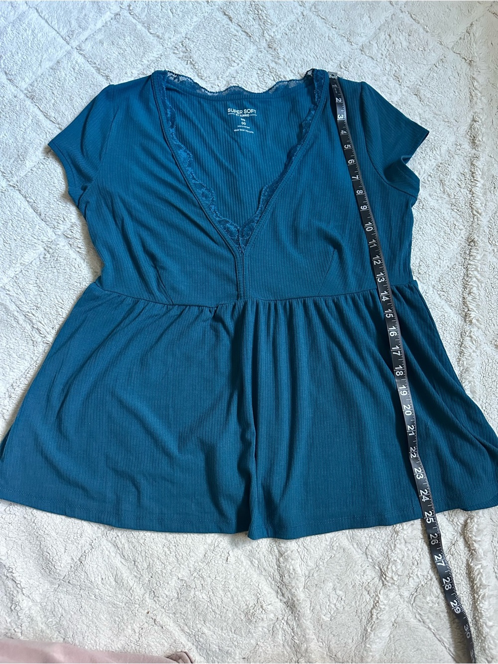Torrid | Legion Blue Lace Trim Babydoll Top | Size 00 - Picture 7 of 7